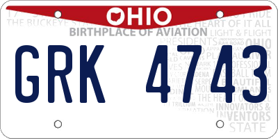 OH license plate GRK4743