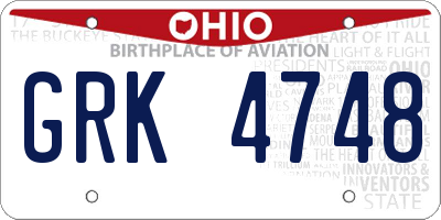OH license plate GRK4748