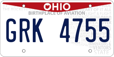 OH license plate GRK4755
