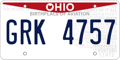 OH license plate GRK4757