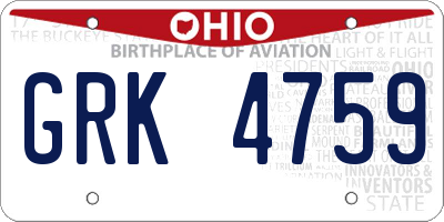 OH license plate GRK4759