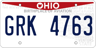 OH license plate GRK4763