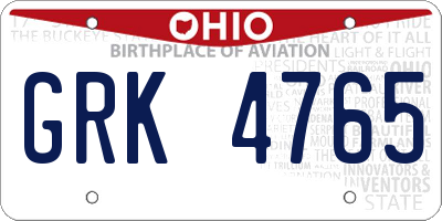 OH license plate GRK4765