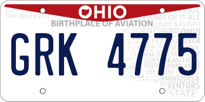 OH license plate GRK4775