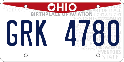 OH license plate GRK4780