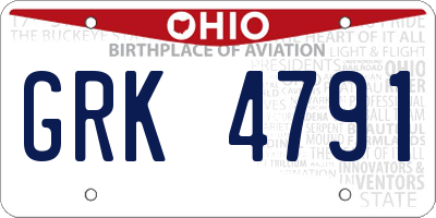 OH license plate GRK4791