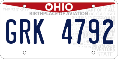 OH license plate GRK4792