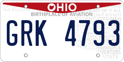 OH license plate GRK4793