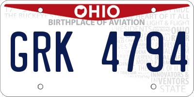 OH license plate GRK4794