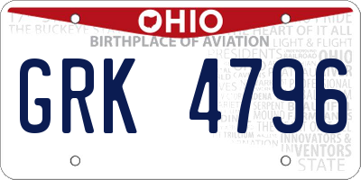 OH license plate GRK4796