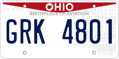 OH license plate GRK4801