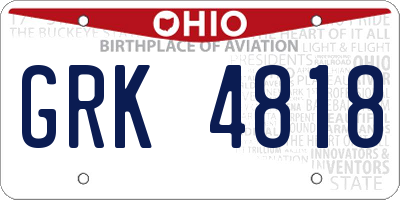 OH license plate GRK4818