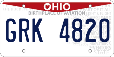 OH license plate GRK4820