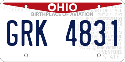 OH license plate GRK4831