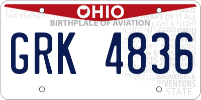 OH license plate GRK4836