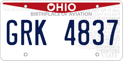 OH license plate GRK4837