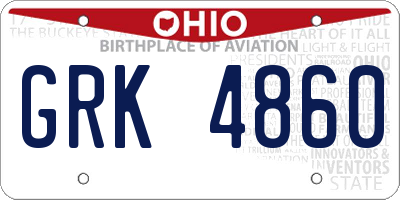 OH license plate GRK4860