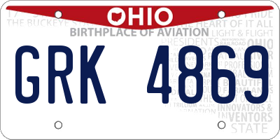 OH license plate GRK4869