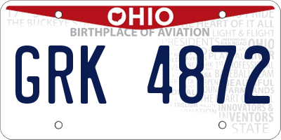OH license plate GRK4872