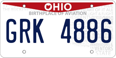 OH license plate GRK4886