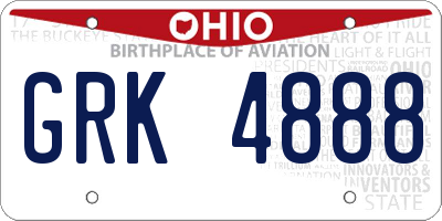 OH license plate GRK4888