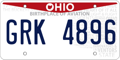 OH license plate GRK4896
