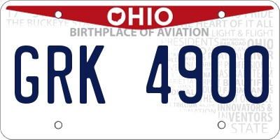 OH license plate GRK4900