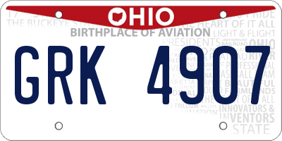 OH license plate GRK4907