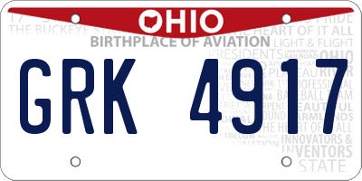 OH license plate GRK4917