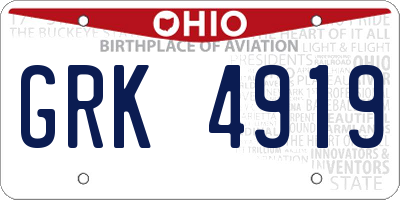 OH license plate GRK4919