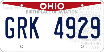 OH license plate GRK4929