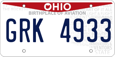 OH license plate GRK4933