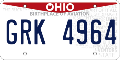 OH license plate GRK4964