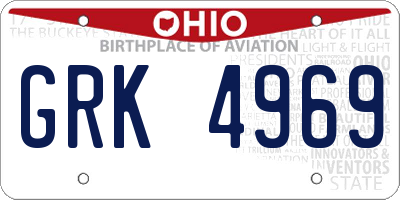 OH license plate GRK4969