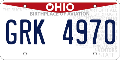 OH license plate GRK4970