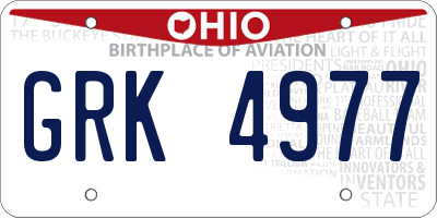 OH license plate GRK4977