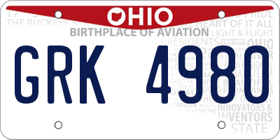 OH license plate GRK4980