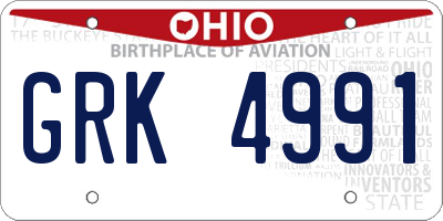 OH license plate GRK4991