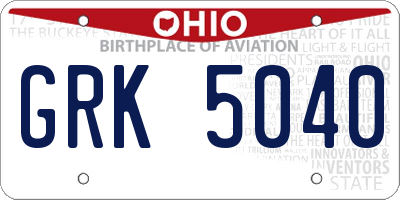 OH license plate GRK5040