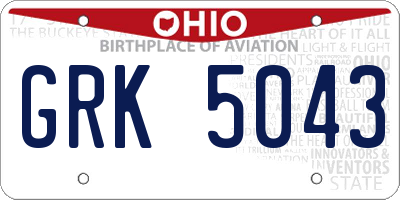 OH license plate GRK5043