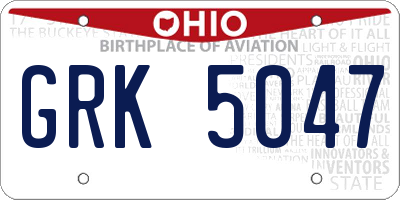 OH license plate GRK5047