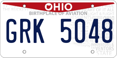 OH license plate GRK5048
