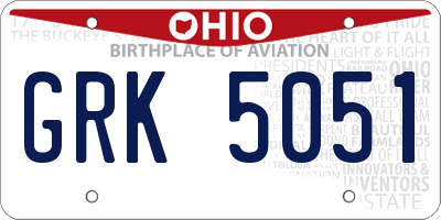 OH license plate GRK5051