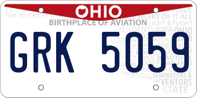 OH license plate GRK5059