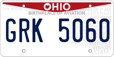 OH license plate GRK5060