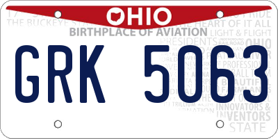OH license plate GRK5063