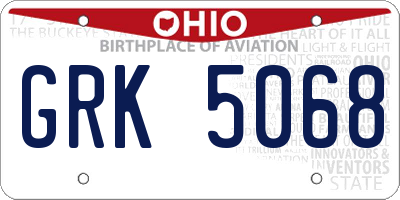 OH license plate GRK5068
