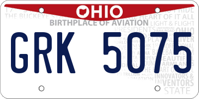 OH license plate GRK5075