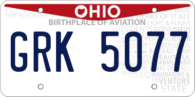 OH license plate GRK5077