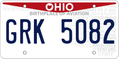OH license plate GRK5082